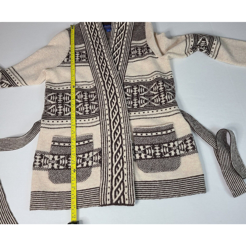 PENDLETON Wool Alpaca Discovery Cardigan Medium Petite Brown Cream Western FLAW - Picture 14 of 16